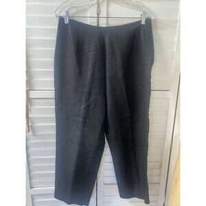 ANNIE ALEXANDER Black Lined Slacks Pants High Waist Linen Blend Sz 12
